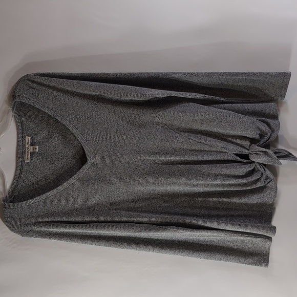 Express One Eleven Gray V-Neck Side Tie Long Sleeve Sweater Shirt Size M Medium - Picture 5 of 5